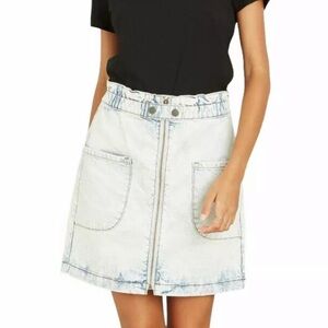 Acid Wash Paper Bag Jean Skirt